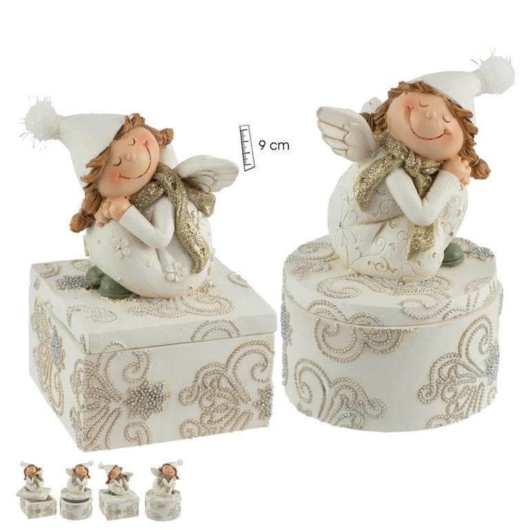 Caja Ángel Blanco y Oro 9 cm 2 surtidos