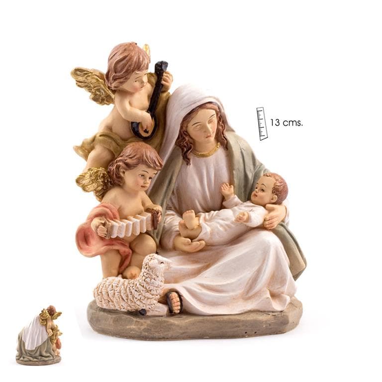 Virgen con Niño y Ángeles 13 cm