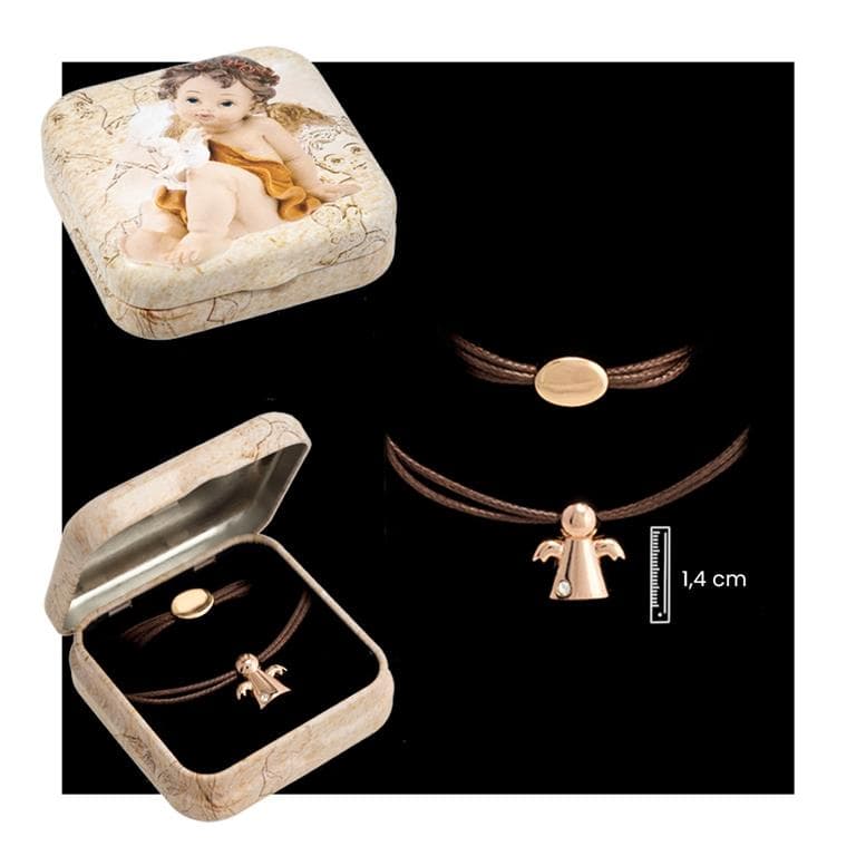 Pulsera Ángel Oro Rosa Piedra Blanca