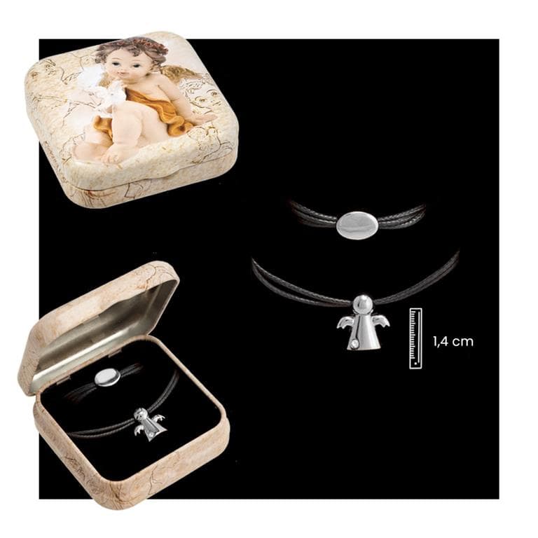 Pulsera Plateada Ángel con Blanco