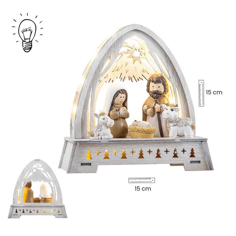 Misterio en Portal Blanco 15 cm Luz
