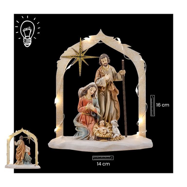 Misterio Portal Madera 16 cm Luz Ovalada
