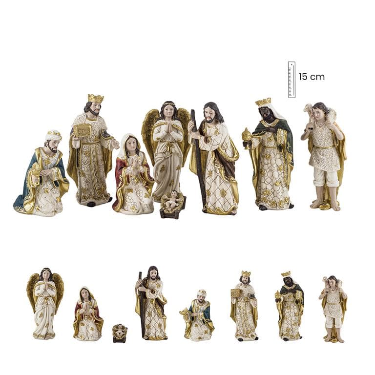 Misterio 8 piezas 15 cm Crema con Oro